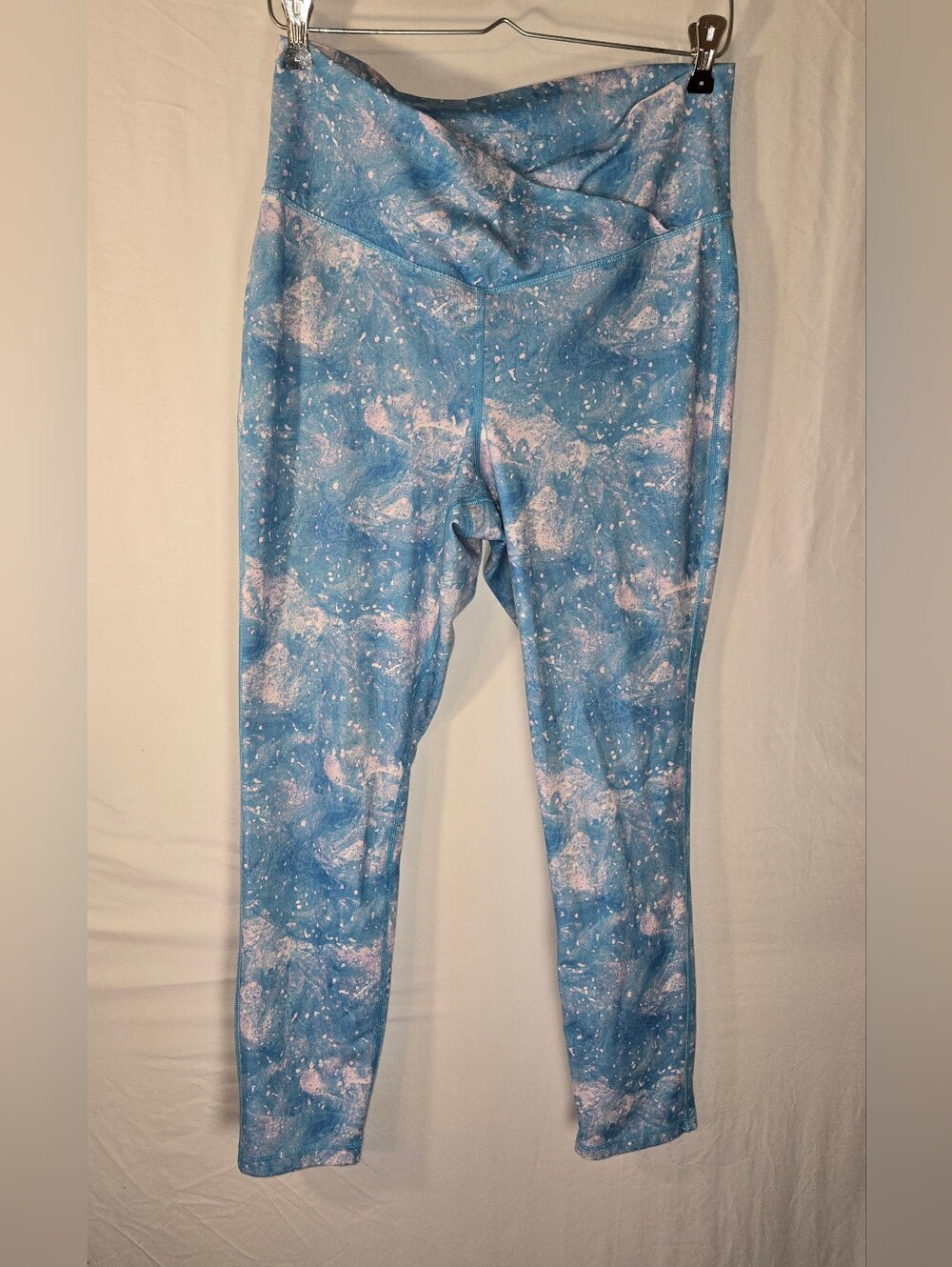 Juicy Couture US Womens Size XXL Sky Blue and White Splatter Pattern Leggings
